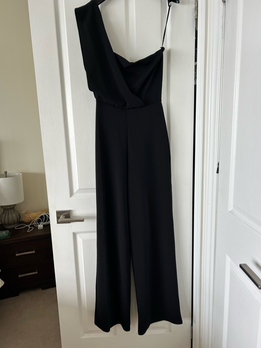 Missguided Black One-Shoulder Wide-Leg Jumpsuit